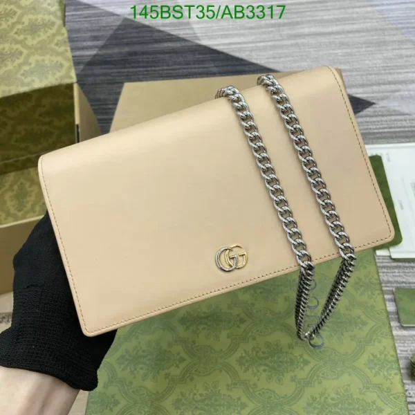 GG Marmont Chain Wallet Mirror (1:1) – Luxury Leather Chain Wallet with Double G Logo