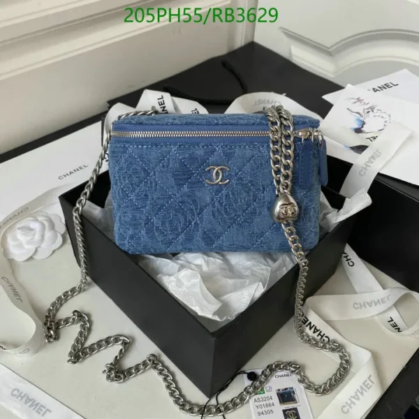 CHANEL Camélia-Jacquard Vanity Bag Blue Denim Mirror (1:1)