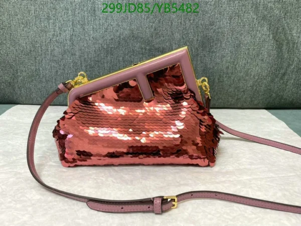 Fendi First Small Bag Embroidered with Gold Sequins Mirror (1:1)