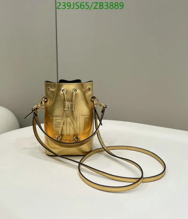 Fendi Mon Tresor Mini Gold Leather Bucket Bag Mirror (1:1)