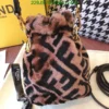 Fendi Shearling Macro FF Diagonal Mini Mon Tresor Bucket Bag Light Rose Black Mirror (1:1)