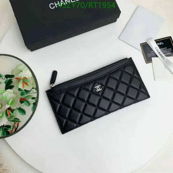 Chanel Leather Quilted Classic Zip Pouch Black Mirror (1:1)