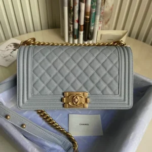 Chanel Calfskin Quilted Medium Boy Flap Gray Mirror (1:1)