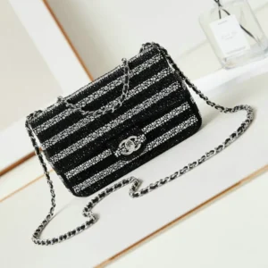 Chanel Classic Medium Rhinestone and Leather Single Flap Bag Mirror (1:1)