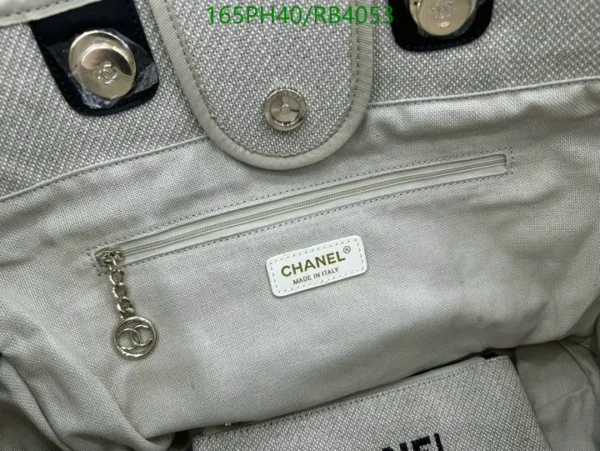 Chanel Large Deauville Tote Shopping Bag Mirror (1:1) in Soft Gray