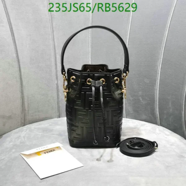 Fendi on 8-Color FF Embossed Mini Mon Tresor Bucket Bag Maya Black Mirror (1:1)