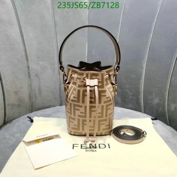 Fendi Bi-Color FF Embossed Mini Mon Tresor Bucket Bag Mirror (1:1)