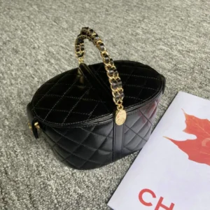 Chanel Leather Quilted Vanity With Chain Black Mirror (1:1)