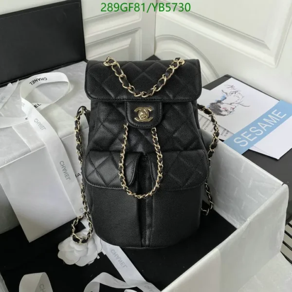 Chanel Calfskin Quilted Pockets Backpack Black Mirror (1:1)