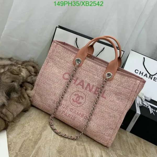 Chanel Large Deauville Tote Shopping Bag Mirror (1:1) in Pink Canvas