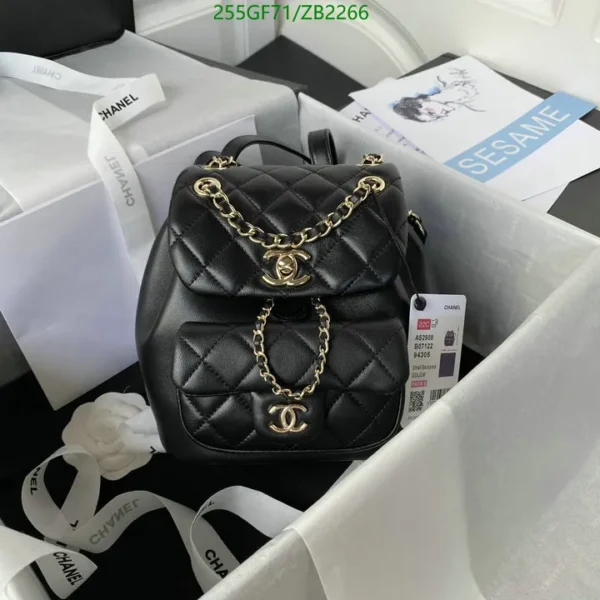 Chanel Leather Quilted Small Duma Drawstring Backpack Green Mirror (1:1)