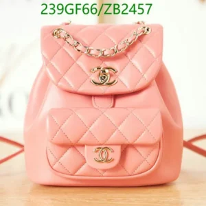 Chanel Sheepskin Quilted Small Duma Drawstring Backpack Pink Mirror (1:1)