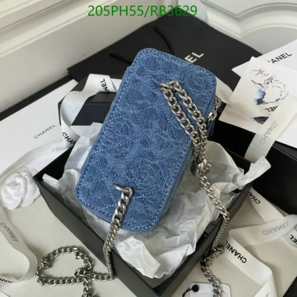 CHANEL Camélia-Jacquard Vanity Bag Blue Denim Mirror (1:1)