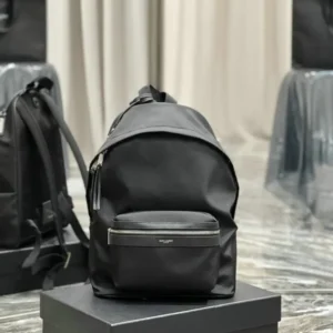 Saint Laurent Joe Quilted Backpack Mirror (1:1) – Black Canvas & Cowhide Designer Bag