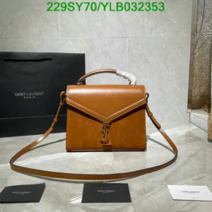 Saint Laurent Smooth Cowhide + Suede Medium Classic Monogram Cassandra Top Handle Brown Mirror (1:1) – Luxury Designer Handbag