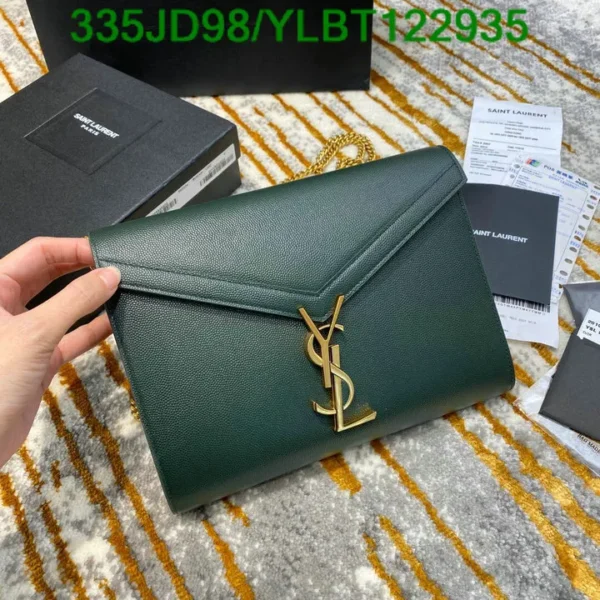 Saint Laurent Grain de Poudre Cassandra Crossbody Bag Green Mirror (1:1) – Luxury YSL Chain Wallet