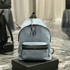 Saint Laurent City Backpack Mirror (1:1) – Light Blue Denim & Leather Designer Bag