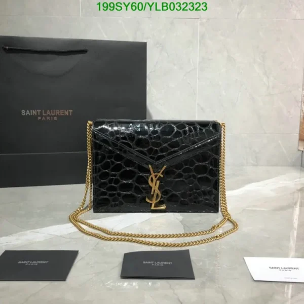 Saint Laurent Patent Turtle Embossed Monogram Cassandra Clasp Bag Black Mirror (1:1) – Luxury Designer