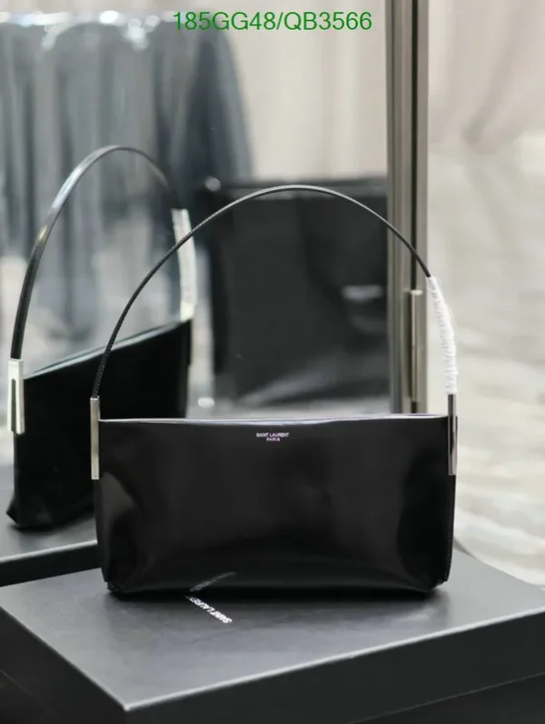 SAINT LAURENT Small Suzanne Rigid Shoulder Bag Mirror (1:1) – Elegant Black Leather Handbag