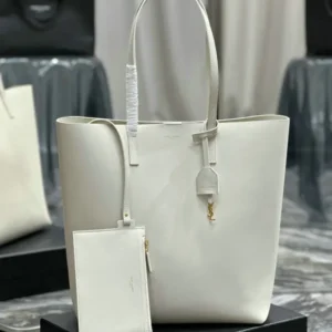 Shopping Saint Laurent Cowhide Mirror (1:1) – Luxury White Leather Tote Bag