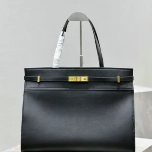 SAINT LAURENT Manhattan Shopper Tote Satchel Mirror (1:1) – Luxury Black Cowhide Leather Bag