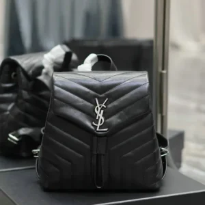 Saint Laurent Loulou Black Backpack Mirror (1:1) – Quilted Leather Luxury Bag