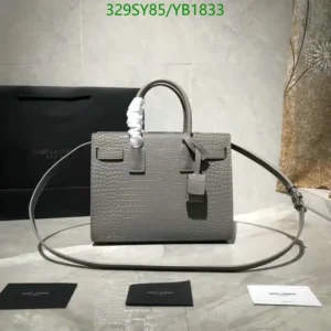 Saint Laurent Nano Sac de Jour Croc-Embossed Leather Bag Mirror (1:1) – Elegant Gray Handbag