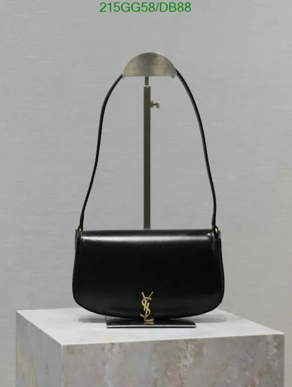 Saint Laurent Mini Voltaire in Box Leather Mirror (1:1) – Luxury Half-Moon Shoulder Bag