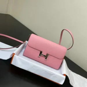 Hermès Constance Shoulder Bag Mirror (1:1) – Pink Leather with silver Hardware