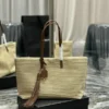 Saint Laurent Beige Raffia Shopper Bag Mirror (1:1) – Luxury Designer Tote