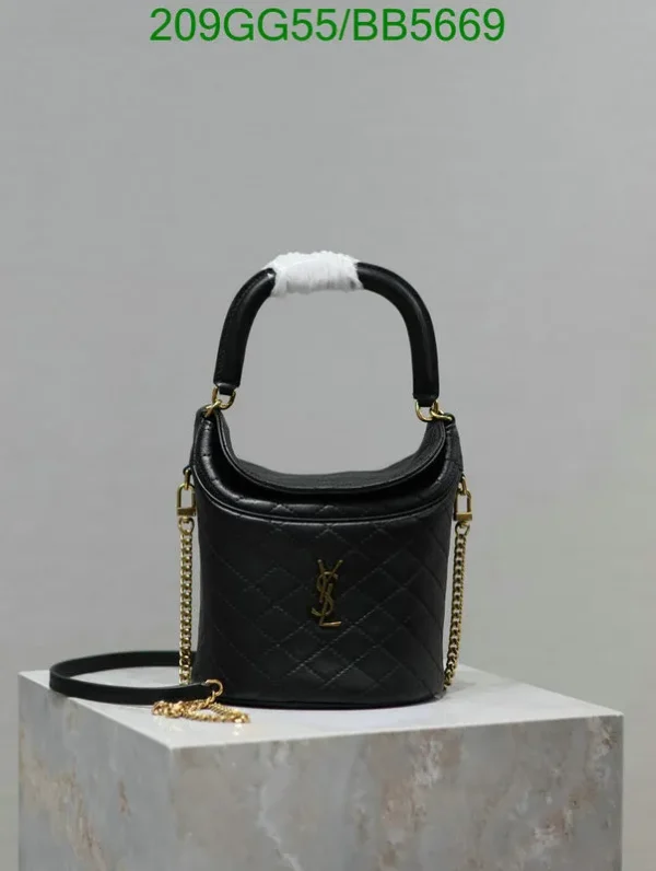 Saint Laurent Gaby Bucket Bag in Leather Mirror (1:1) – Luxury Quilted Crossbody & Shoulder Bag