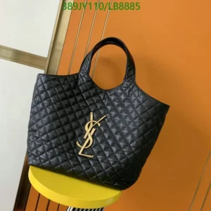 Saint Laurent Icare Leather Handbag Mirror (1:1) – Black Quilted Luxury YSL Tote