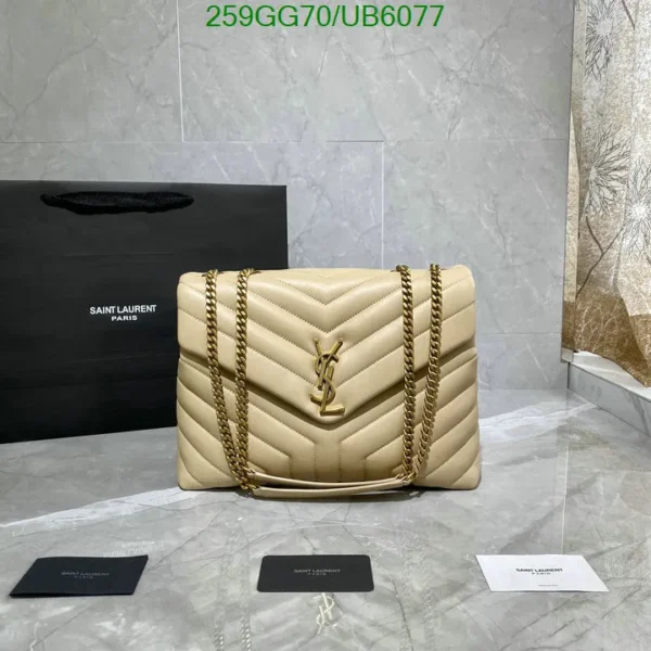 Saint Laurent Lou Lou Quilted Shoulder Bag Mirror (1:1) – Beige Leather Designer Handbag