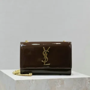 Saint Laurent Spicy Chocolate Patent Kate Chain Bag Brown Mirror (1:1) – Luxury Shoulder Bag