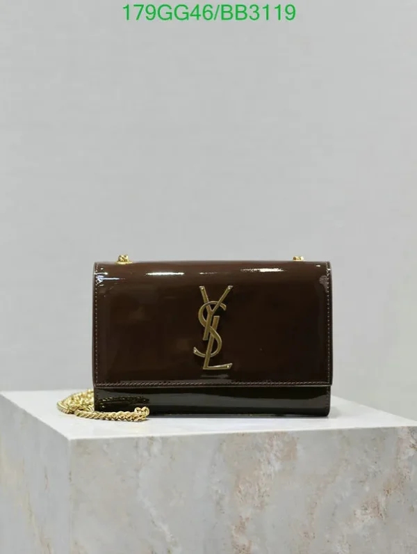 Saint Laurent Spicy Chocolate Patent Kate Chain Bag Brown Mirror (1:1) – Luxury Shoulder Bag