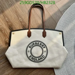 Burberry Beige Canvas Society Tote Mirror (1:1) Replica