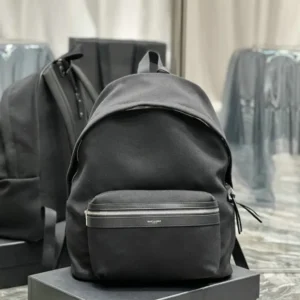 Saint Laurent Joe Quilted Backpack Mirror (1:1) – Black Canvas & Cowhide Leather Bag