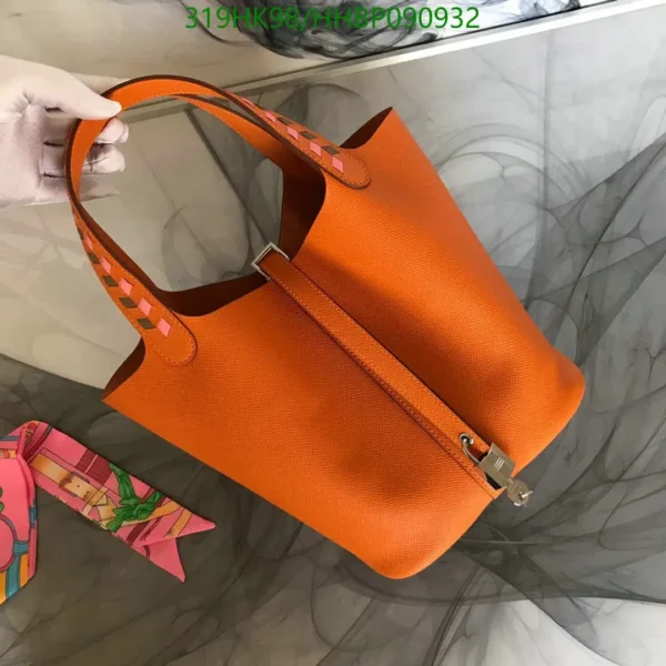 Hermès Picotin Lock Tote Bag Mirror (1:1) – Luxury Orange Clemence Leather Handbag