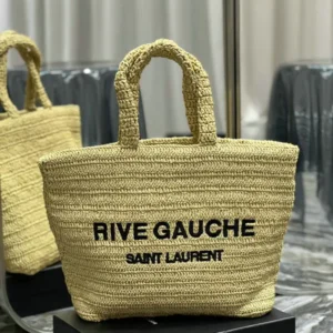 Saint Laurent Rive Gauche Shopping Tote Bag Mirror (1:1) – Luxury Raffia Designer Handbag