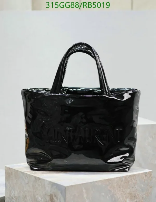 Saint Laurent Logo-Debossed Patent Leather Tote Bag Mirror (1:1) – Luxury High-Shine Cowhide Handbag