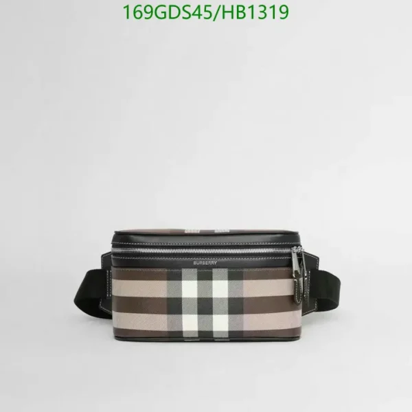 BURBERRY Vintage Check Cube Belt Bag In Dark Birch Brown Mirror (1:1) Replica