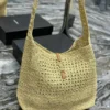 Saint Laurent Hobo Raffia Shoulder Bag Light Beige Mirror (1:1) – Luxury Woven