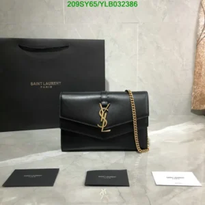 Saint Laurent Smooth Calfskin Monogram Sulpice Chain Wallet Mirror (1:1) – Luxury Leather Purse