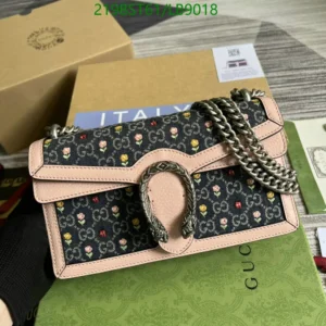 Gucci New GG Monogram Small Dionysus Shoulder Bag Blue Tea Multicolor Powder Pink Mirror (1:1) Replica