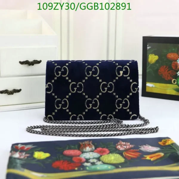 Gucci GG Monogram Super Mini Dionysus Shoulder Bag Blue Beige Black Mirror (1:1) Replica