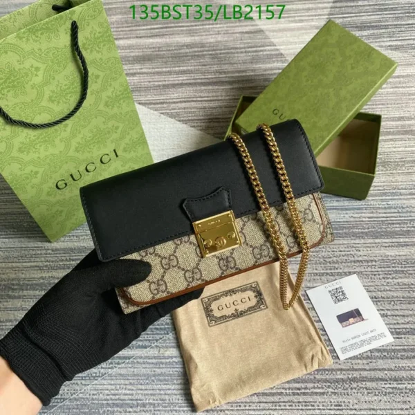 Gucci Supreme GG Monogram Padlock Chain Wallet Beige Black Cuir Mirror (1:1) Replica