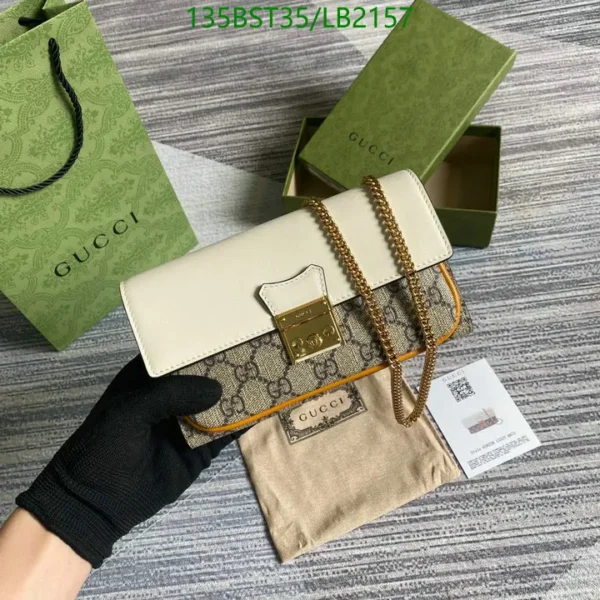 Gucci Supreme GG Monogram Padlock Chain Wallet Beige Black Cuir Mirror (1:1) Replica