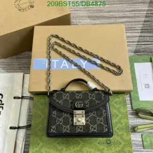 GUCCI Ophidia Denim Shoulder Bag Crossbody Bag Handbag Mini Women's Black & Gray Mirror (1:1) Replica