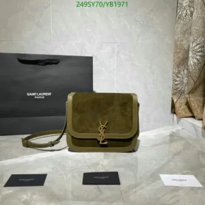 Saint Laurent Solferino Shoulder Bag Mirror (1:1) – Olive Green Frosted Cowhide Leather