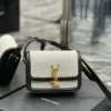 Saint Laurent Solferino Shoulder Bag Mirror (1:1) – White Cotton & Black Leather Trim